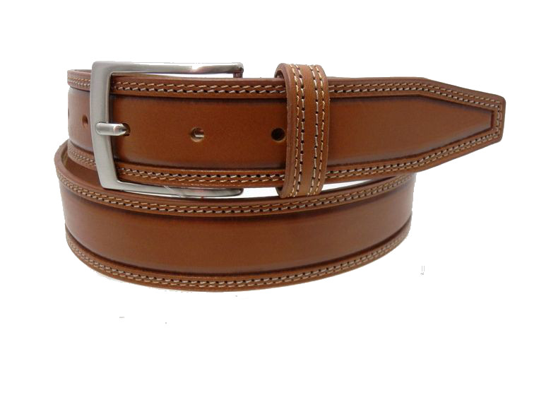 Cintura in cuoio stampa a binari - marrone - mm35